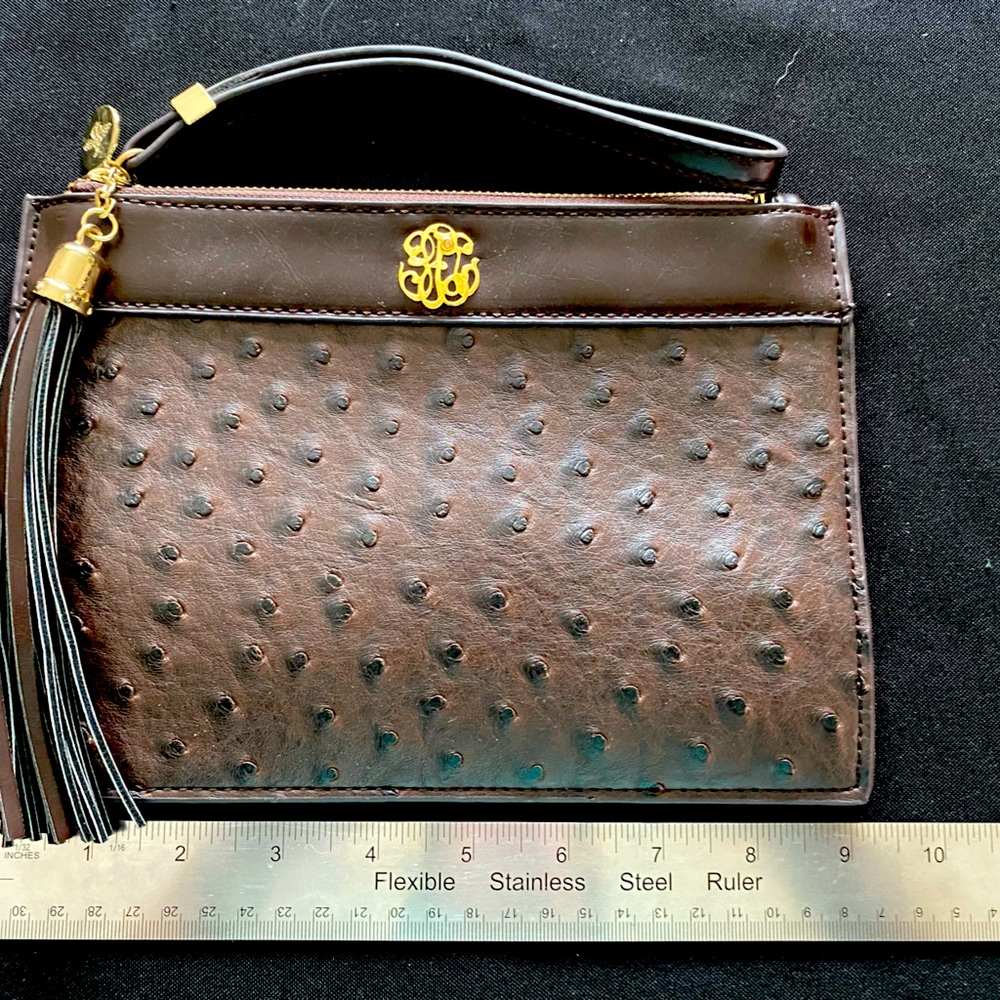 Bosom Buddy Wristlet — Brown Ostrich.